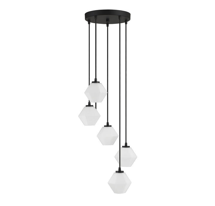 Meridian M10094MBK Five Light Chandelier, Matte Black