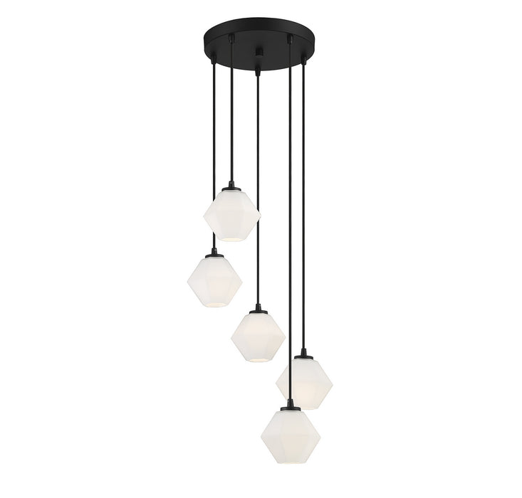 Meridian M10094MBK Five Light Chandelier, Matte Black