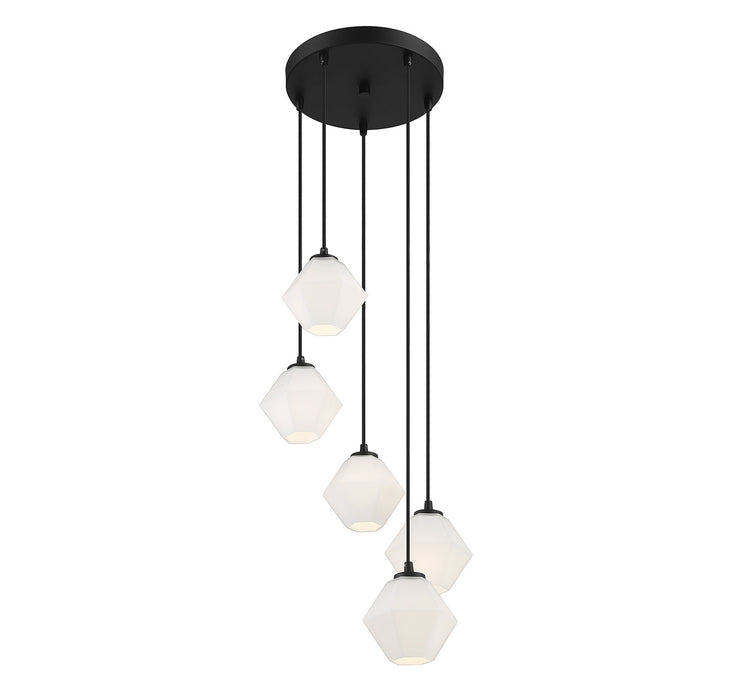 Meridian M10094MBK Five Light Chandelier, Matte Black