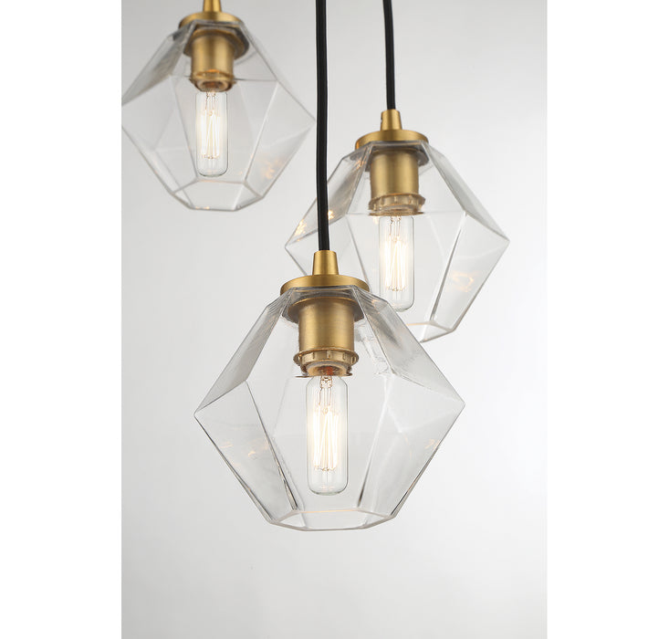 Meridian M10095NB Five Light Chandelier, Natural Brass