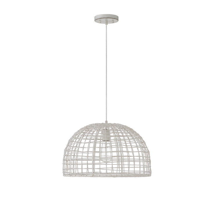 Meridian M70105WR One Light Pendant, White Rattan with a White Socket