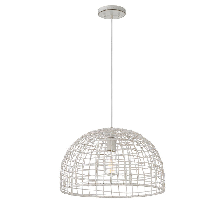 Meridian M70105WR One Light Pendant, White Rattan with a White Socket