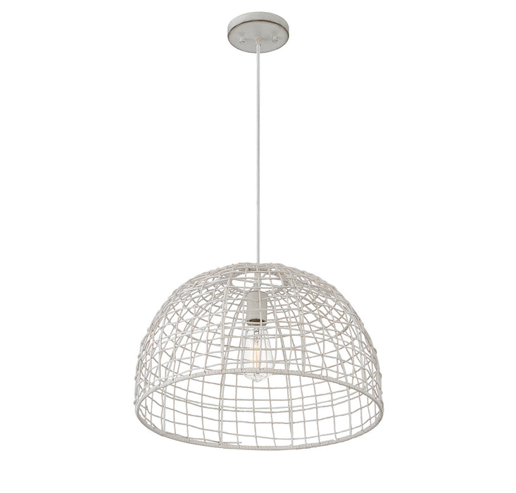 Meridian M70105WR One Light Pendant, White Rattan with a White Socket