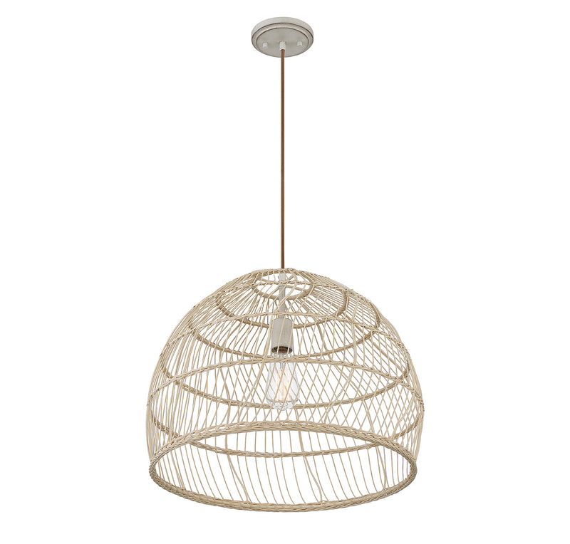 Meridian M70106NR One Light Pendant, Natural Rattan with a Matching Socket