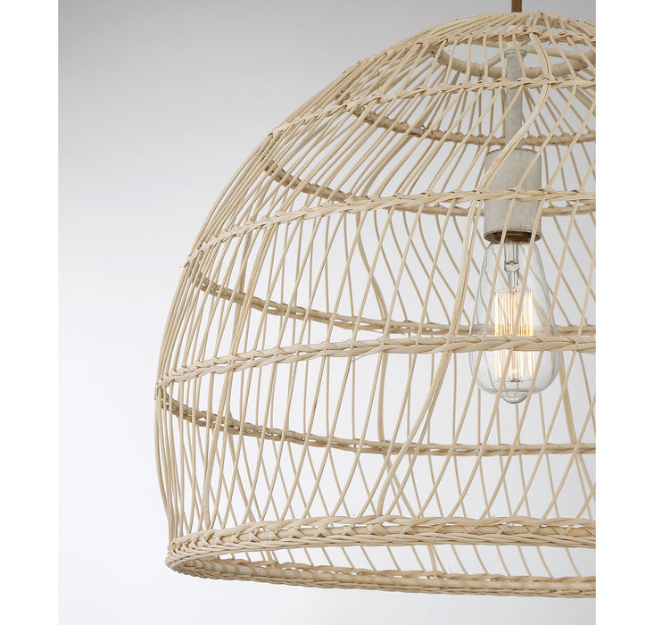 Meridian M70106NR One Light Pendant, Natural Rattan with a Matching Socket