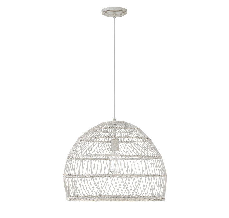 Meridian M70106WR One Light Pendant, White Rattan with a White Socket