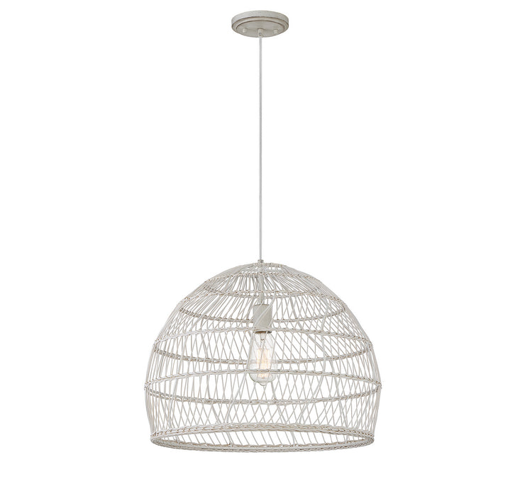 Meridian M70106WR One Light Pendant, White Rattan with a White Socket