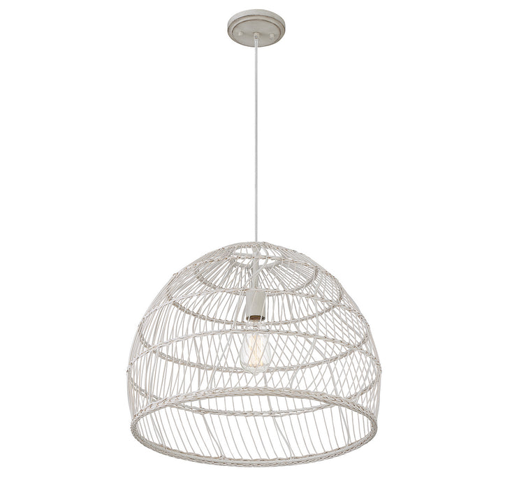 Meridian M70106WR One Light Pendant, White Rattan with a White Socket