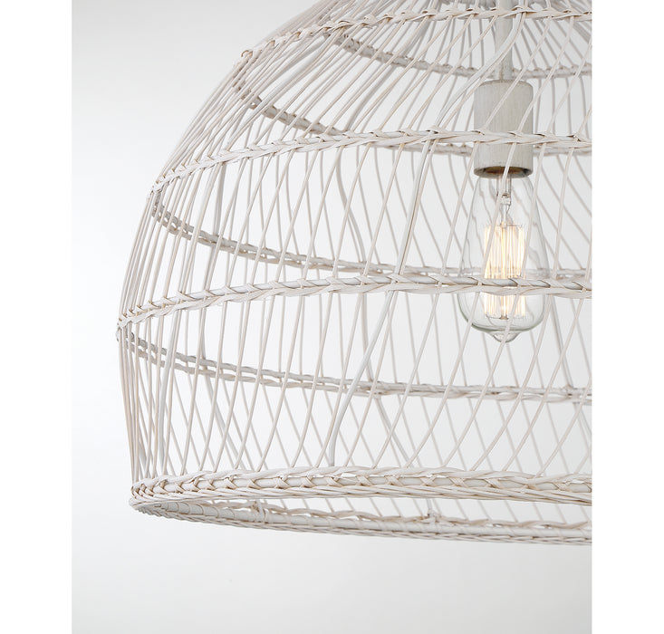 Meridian M70106WR One Light Pendant, White Rattan with a White Socket