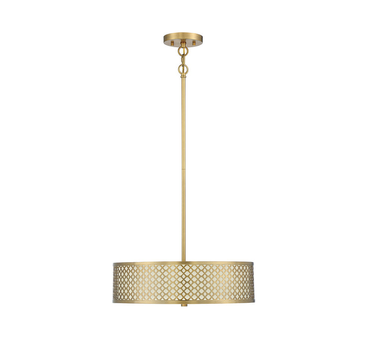 Meridian M70108NB Three Light Pendant, Natural Brass