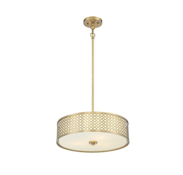 Meridian M70108NB Three Light Pendant, Natural Brass