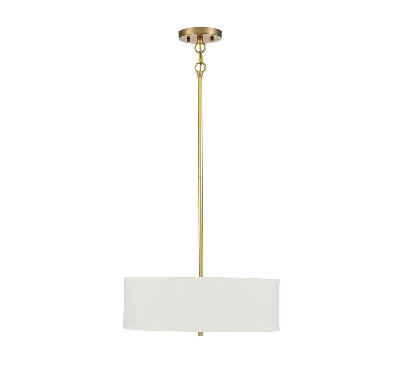Meridian M70109NB Three Light Pendant, Warm Brass