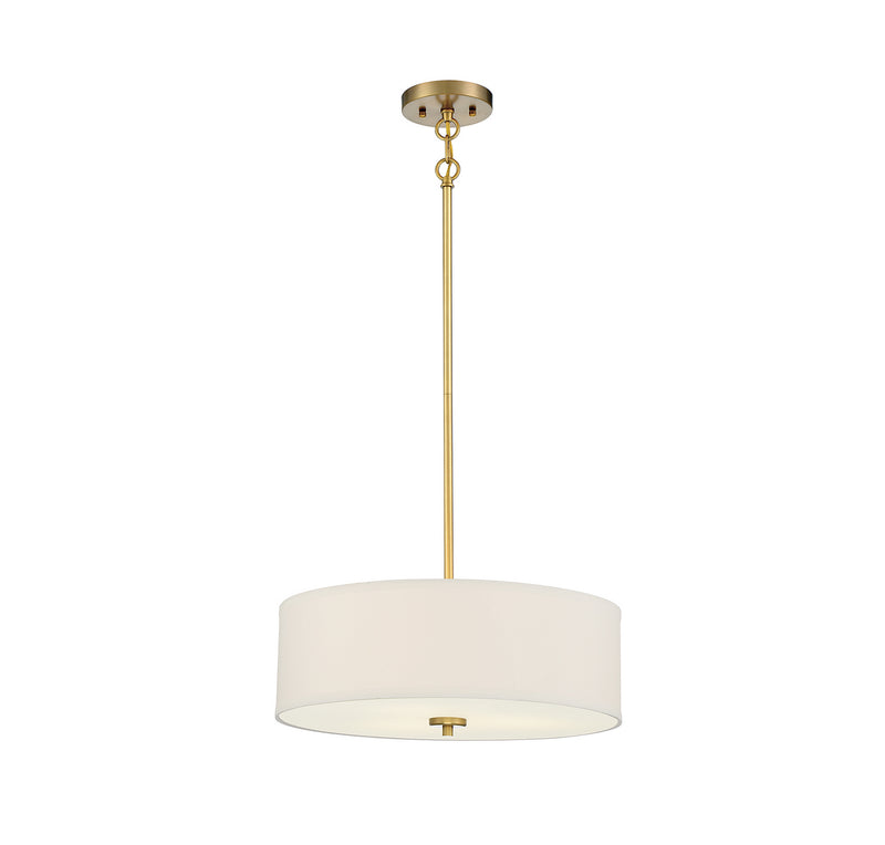 Meridian M70109NB Three Light Pendant, Warm Brass