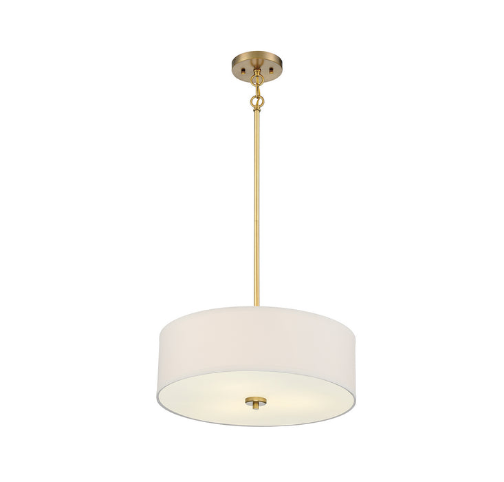 Meridian M70109NB Three Light Pendant, Warm Brass