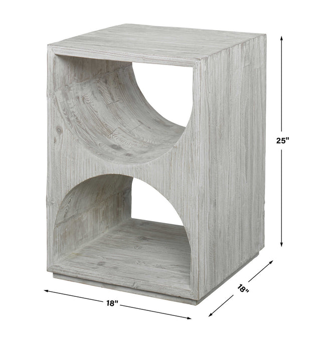 Uttermost 24969 Side Table, Distressed Ivory