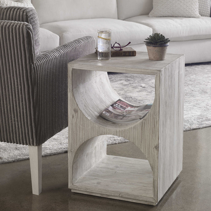 Uttermost 24969 Side Table, Distressed Ivory