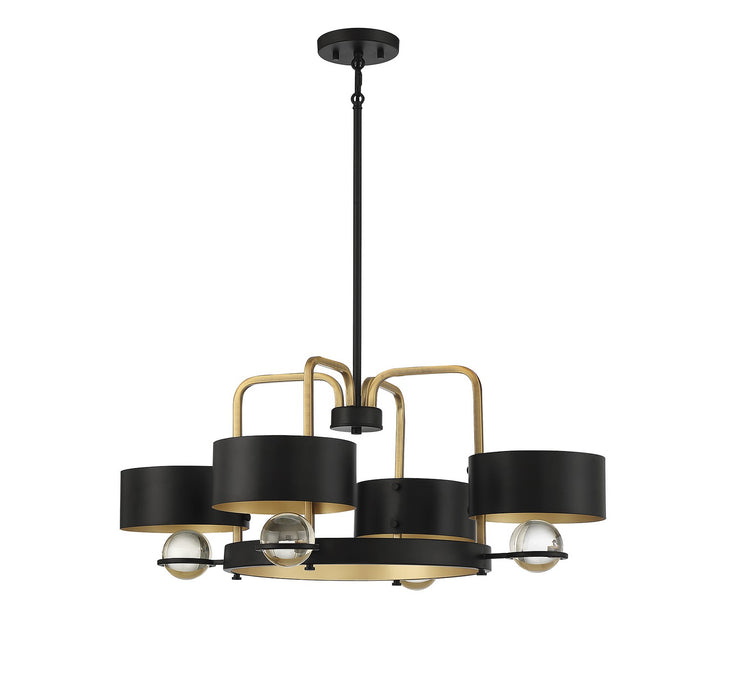 Lighting One E V6-L1-2923-4-51 Four Light Chandelier, Vintage Black W/ Warm Brass