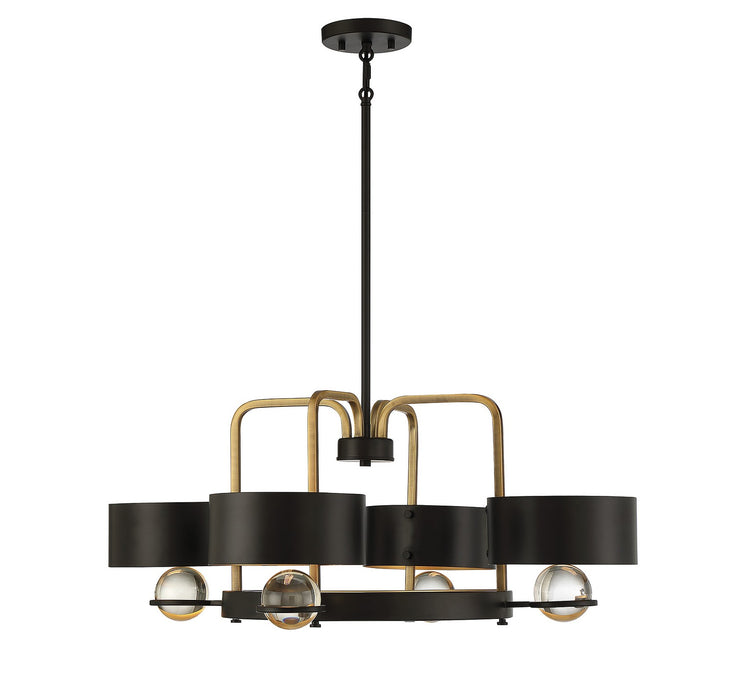 Lighting One E V6-L1-2923-4-51 Four Light Chandelier, Vintage Black W/ Warm Brass
