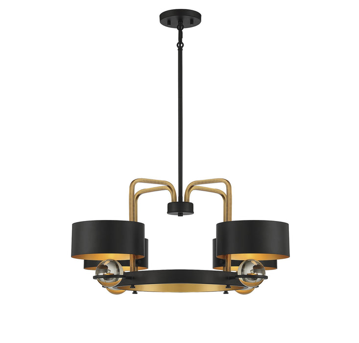 Lighting One E V6-L1-2923-4-51 Four Light Chandelier, Vintage Black W/ Warm Brass