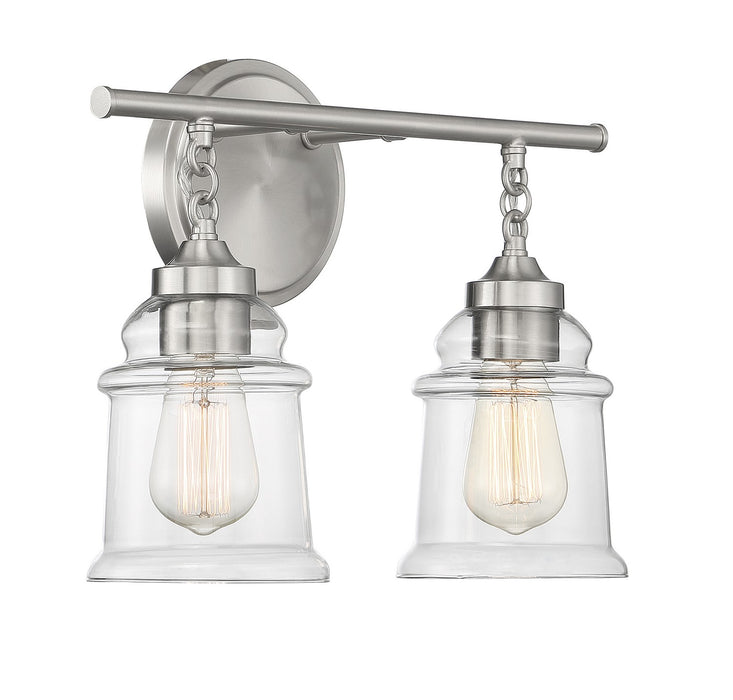 Lighting One E V6-L8-8055-2-SN Two Light Bathroom Vanity, Satin Nickel