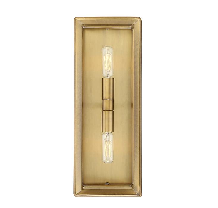 Lighting One E V6-L9-2424-2-322 Two Light Wall Sconce, Warm Brass