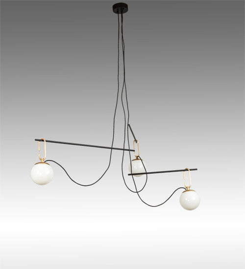 Meyda Tiffany 225466 Three Light Pendant, Brushed Waxed Brass/Black Tex