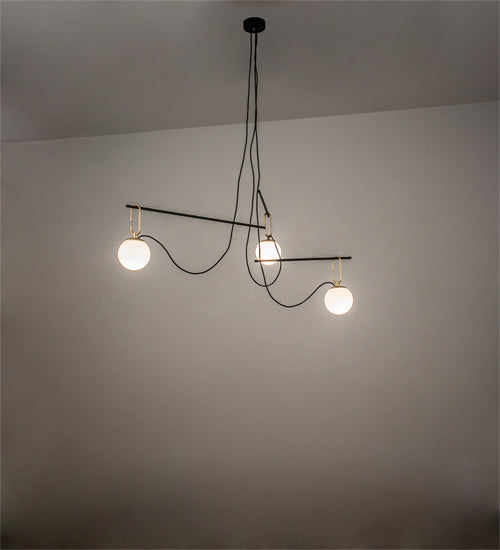 Meyda Tiffany 225466 Three Light Pendant, Brushed Waxed Brass/Black Tex