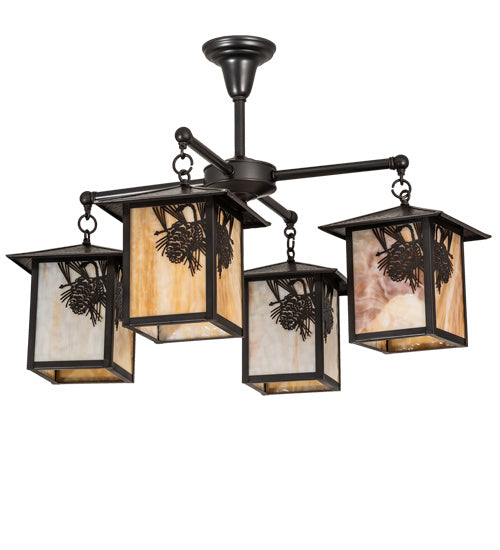 Meyda Tiffany 237225 Four Light Chandelier, Craftsman Brown
