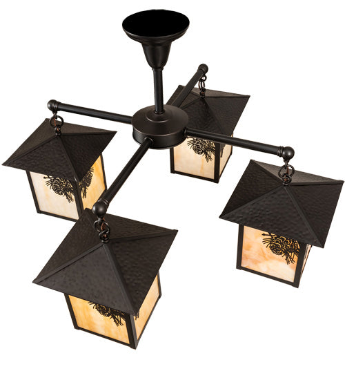 Meyda Tiffany 237225 Four Light Chandelier, Craftsman Brown