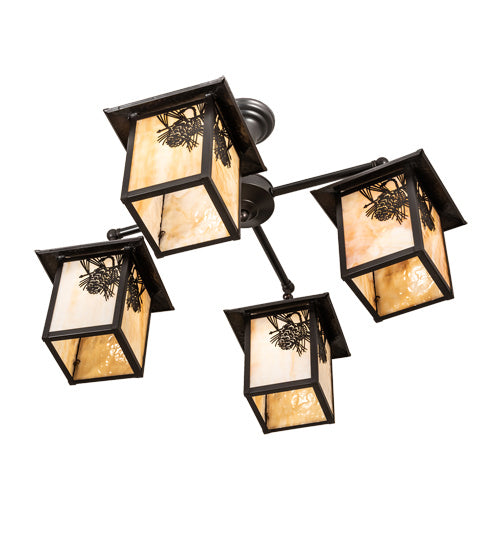 Meyda Tiffany 237225 Four Light Chandelier, Craftsman Brown