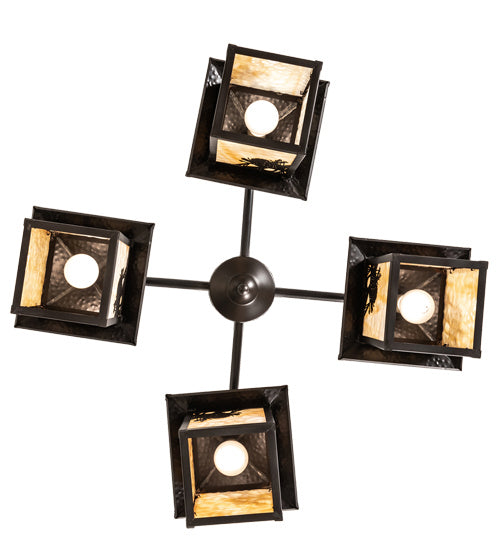 Meyda Tiffany 237225 Four Light Chandelier, Craftsman Brown
