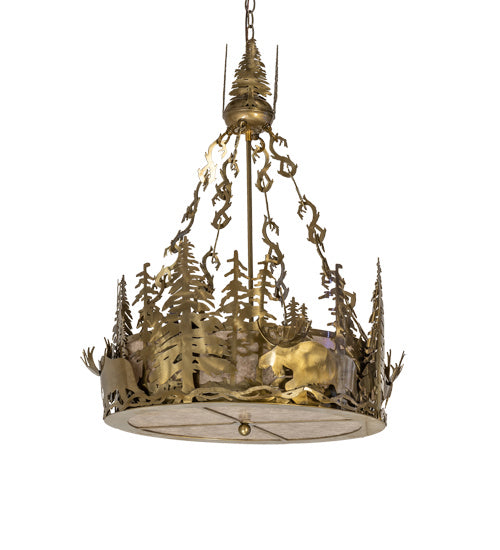 Meyda Tiffany 237894 Four Light Pendant, Brass Tint