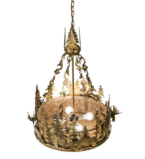 Meyda Tiffany 237894 Four Light Pendant, Brass Tint