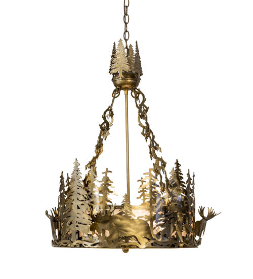 Meyda Tiffany 237894 Four Light Pendant, Brass Tint