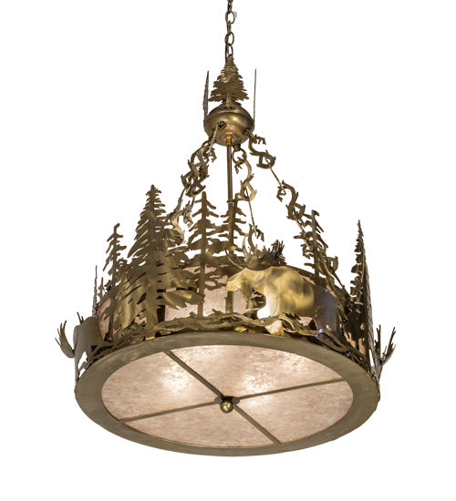 Meyda Tiffany 237894 Four Light Pendant, Brass Tint
