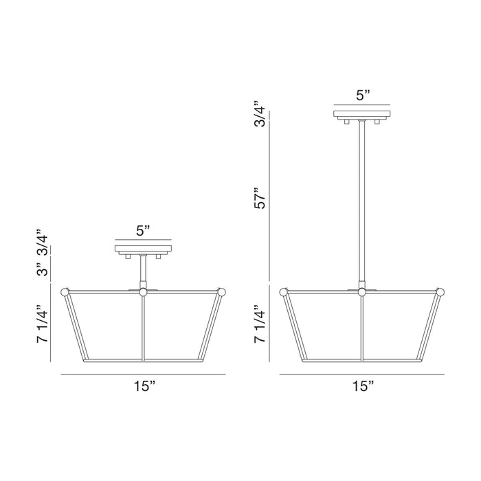 Eurofase 39044-013 Three Light Semi Flush Mount, Matte Black