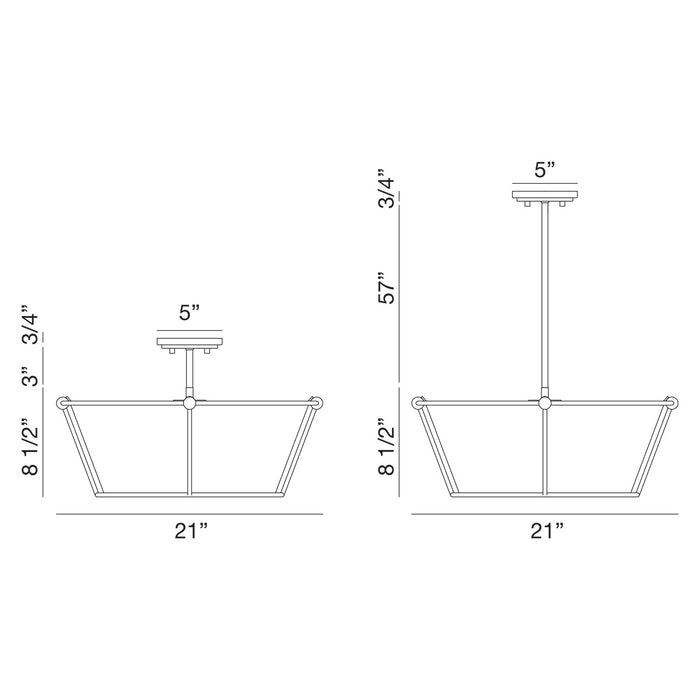 Eurofase 39045-021 Four Light Semi Flush Mount, Polished Nickel