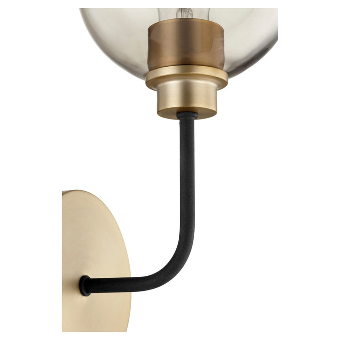 Quorum 572-1-6980 One Light Wall Mount, Textured Black w/ Aged Brass