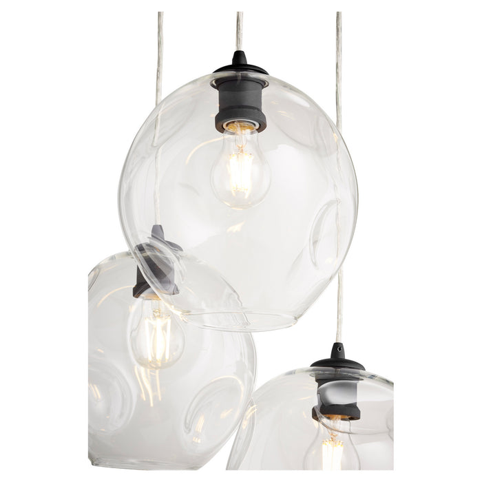 Quorum 63-12-6941 12 Light Chandelier, Textured Black w/ Weathered Oak Finish