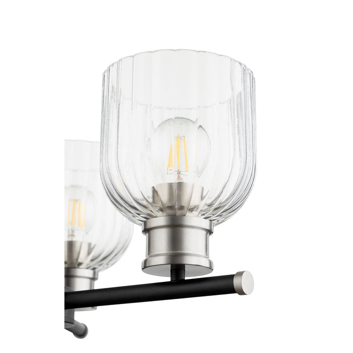 Quorum 610-3-6965 Three Light Chandelier, Textured Black w/ Satin Nickel