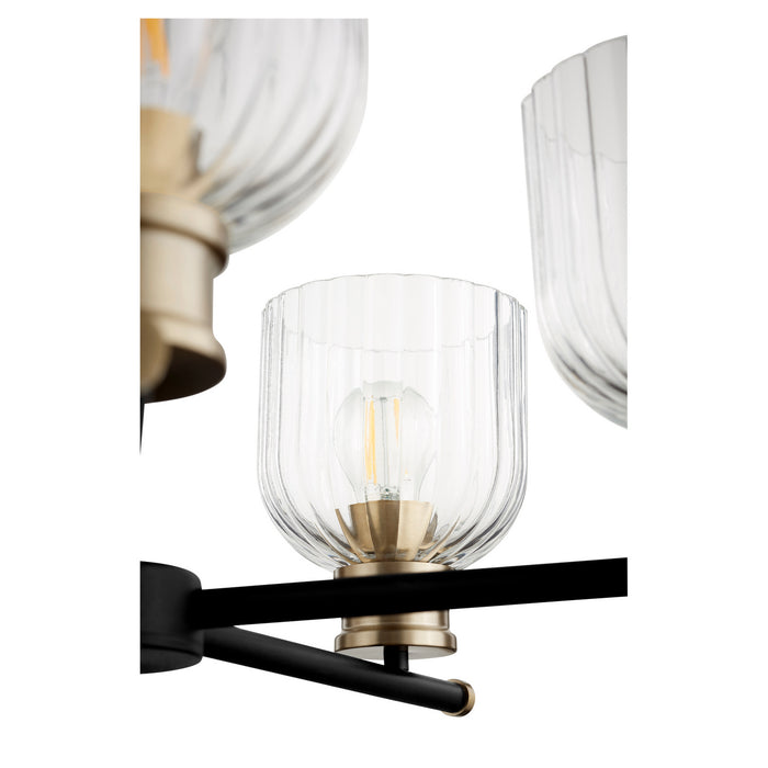 Quorum 610-5-6980 Five Light Chandelier, Textured Black w/ Aged Brass
