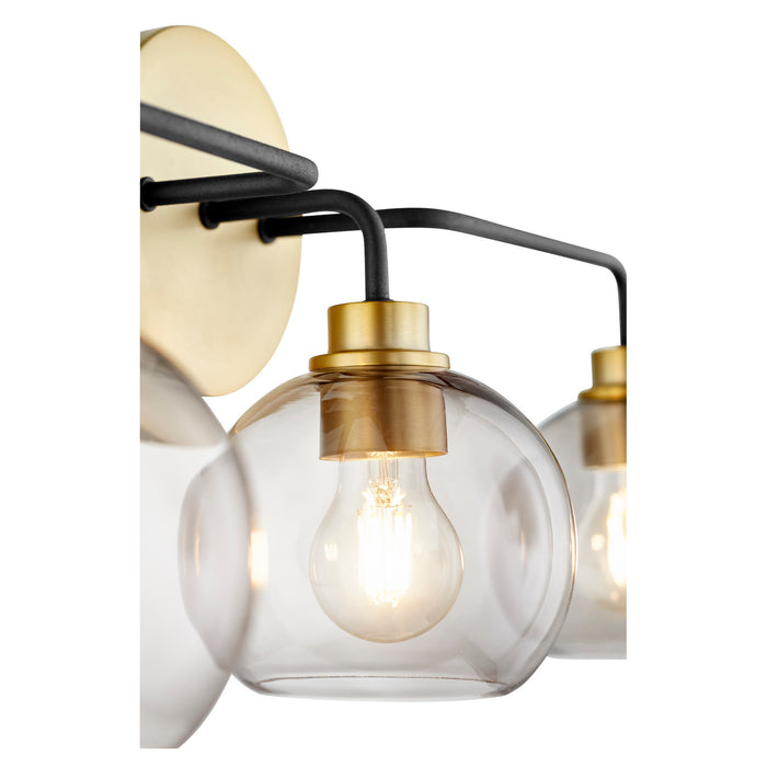 Quorum 572-3-6980 Three Light Vanity, Textured Black w/ Aged Brass
