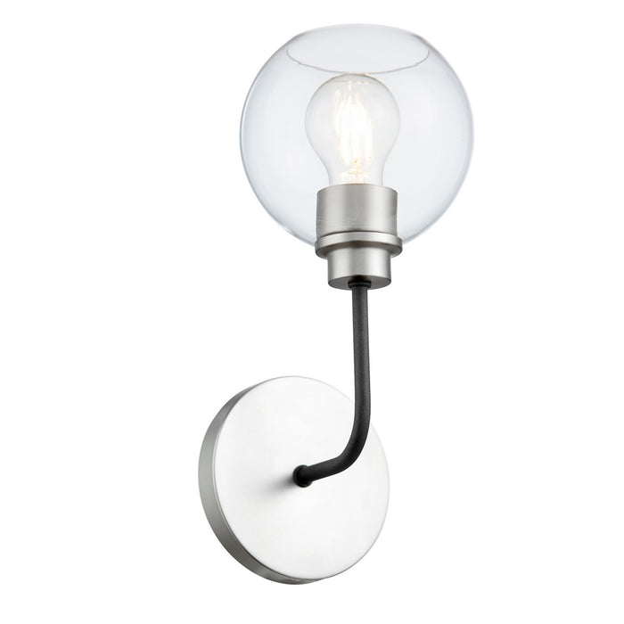 Quorum 572-1-6965 One Light Wall Mount, Textured Black w/ Satin Nickel