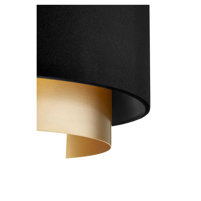 Quorum 5610-6980 One Light Wall Sconce, Textured Black w/ Aged Brass