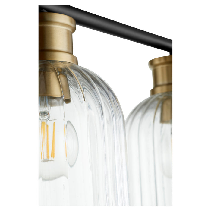 Quorum 510-3-6980 Three Light Vanity, Textured Black w/ Aged Brass