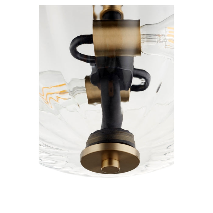 Quorum 210-6980 Two Light Dual Mount, Textured Black w/ Aged Brass