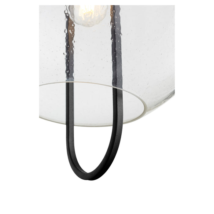 Quorum 89-14-6980 One Light Pendant, Textured Black w/ Aged Brass