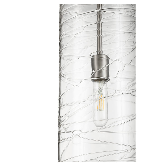 Quorum 8192-65 One Light Pendant, Satin Nickel w/ Textured Glass