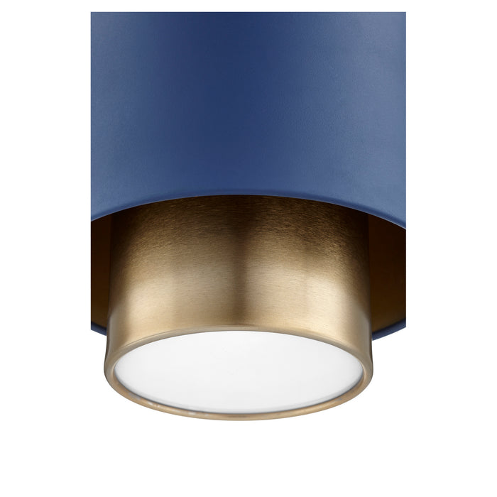 Quorum 8008-3280 One Light Pendant, Aged Brass w/ Blue
