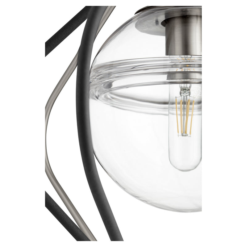 Quorum 6802-6965 One Light Pendant, Textured Black w/ Satin Nickel